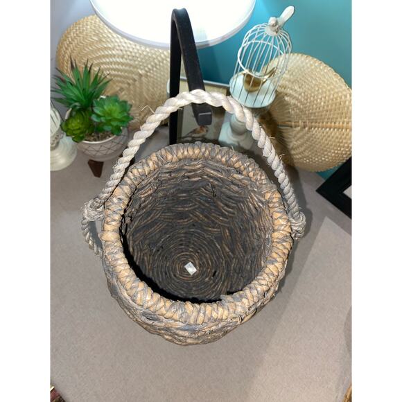 Hanging Large Braided Rustic Decor Basket Perfect for Boho Country Western Looks - Picture 6 of 7